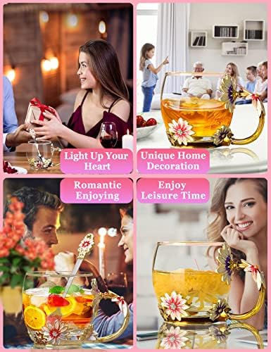 חידוש זכוכית ספלי קפה / תה / חלב חם / קר לשתות אמייל פרח כוסות מתנות ייחודי עבור נשים / אישה / אמא / חברים/חברה