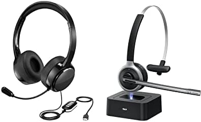 אוזניות עם מיקרופון למחשב, אוזניות מחשב עם מיקרופון מבטל רעשים ואוזניות אלחוטיות עם מיקרופון למחשב, אוזניות