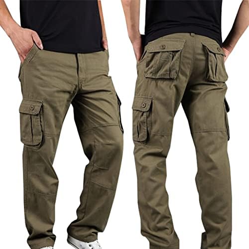 מכנסי מטען בסקוויש לגברים מכנסי עבודה רגועים בכושר מכנסיים מרובי כיסים עבודה חיצונית מכנסי טרנינג מכנסיים