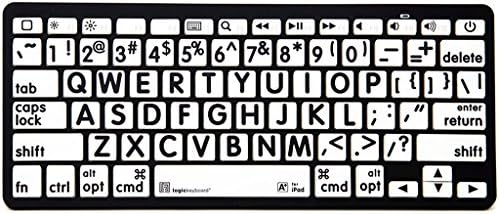 Logickeyboard xl הדפס אמריקאי אמריקאי מקלדת מיני Bluetooth, שחור על לבן lkbu-lpbw-bton-us
