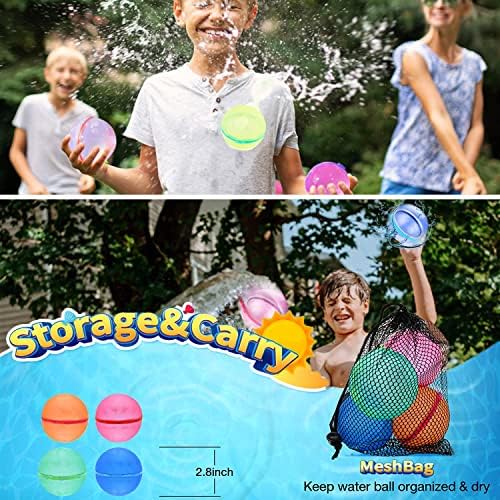 צעצועי מים Soppycid לילדים, בלוני מים הניתנים למילוי חוזר לשימוש חוזר, 4 יח 'פצצות מים צבעוניות מרובות