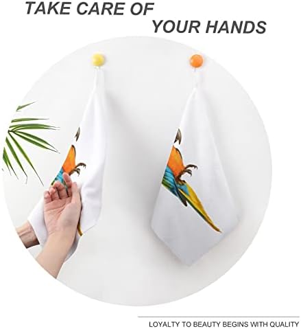 מגבת יד מודפסת של ציפור תוכי עם לולאה תלויה סופגת למטבח אמבטיה