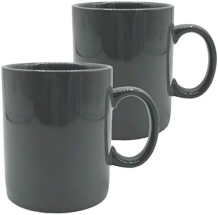 סט של שני כוס תה קפה אפורה של 11 גרם אפור עם ידית