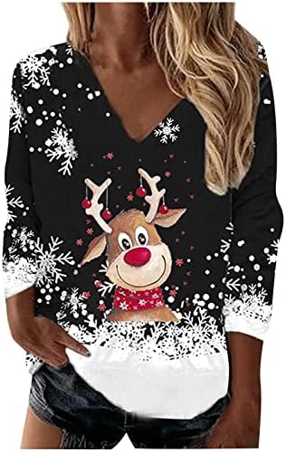 סווטשירט לחג המולד לנשים לחג המולד פתית שלג חולצה חולצה חולצה חולצות שרוול ארוך חולצות חג מזדמן חולצות