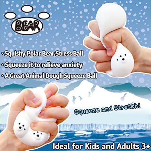 כדורי לחץ דובי קוטב קשוחים צעצוע של כדור בצק נמתחים צעצוע, כדור סוחט בעלי חיים לילדים ומבוגרים, צעצועי