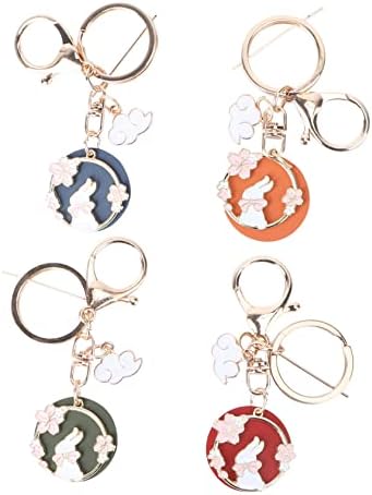 4 יחידות מפתח שרשרת תרמיל אביזרי מחזיקי מפתחות מחזיק מפתחות לילדים מתכת מפתח טבעת יפה מפתח מחזיק ארנב מפתח