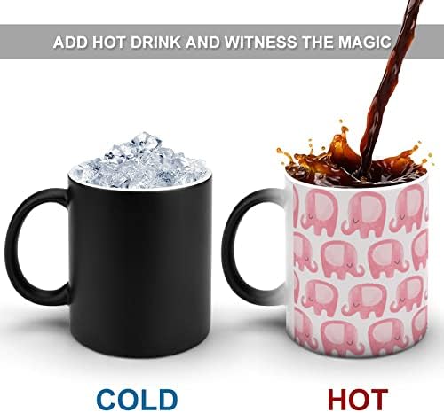 ורוד פיל יצירתי שינוי צבע קרמיקה קפה כוס חום שינוי ספל מצחיק עבור בית משרד