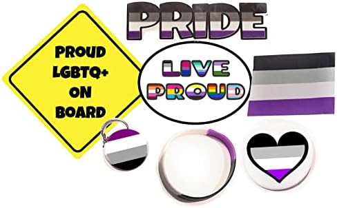Pridealicious LGBT א -מיני -אקסואלי 7 פריט חפיסת גאווה הומוסקסואלית - סיכה 1/2 אינץ LGBTQ גאה+ על