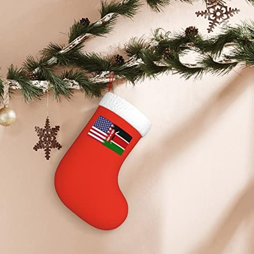 דגל אמריקאי של TZT ודגל קניה גרבי חג המולד, מתנות למסיבת חג חג המולד לקישוטים לחג משפחתי 18 אינץ '