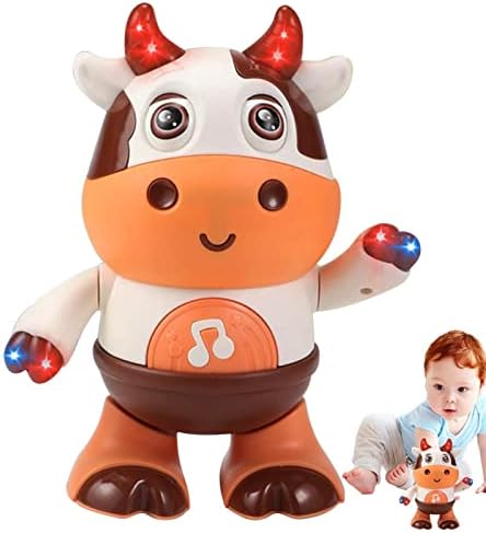 צעצועים מוזיקליים פרה של Hulzogul, רוקדים צעצוע פרה תינוקות עם מוסיקה ונורות LED, צעצוע פיתוח למידת תינוקות למשך