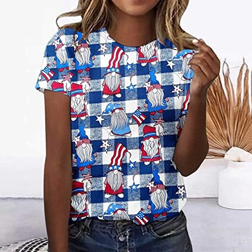 חולצות דגל אמריקאי נשים כוכבי פסים מדפיסים חולצות טריקו שרוול קצר
