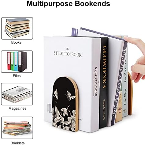 ספר מסתיים יצירות אמנות ציפורים יפני סגנון תומכי ספרים למדפים להחזיק ספרים כבד החובה החלקה ספר פקקי עץ