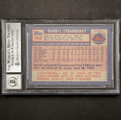 Darryl Strawberry חתום 1984 Topps 182 Mets RC טירון כרטיס Bas BGS 10 Auto - כרטיסי חתימה של Slabbed