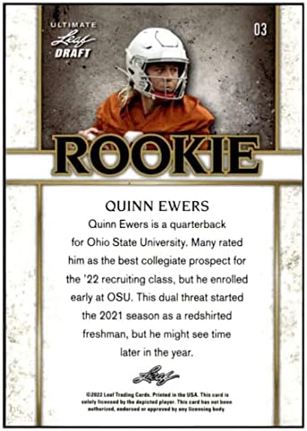 Quinn Ewers RC 2022 Leaf Ultimate Draft Pr
