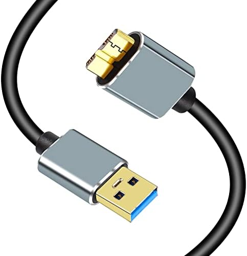 XMSJSIY USB 3.0 כבל מיקרו, USB A זכר למיקרו B מתאם B תיל כבל קשיח 5 ג'יגה -ביט לשנייה, תואם לכונן קשיח