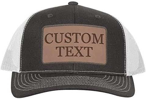 כובע נהג משאית חרוט בהתאמה אישית ג112-הטקסט שלך כאן-טקסט מותאם אישית - תיקון עור חום דק 07