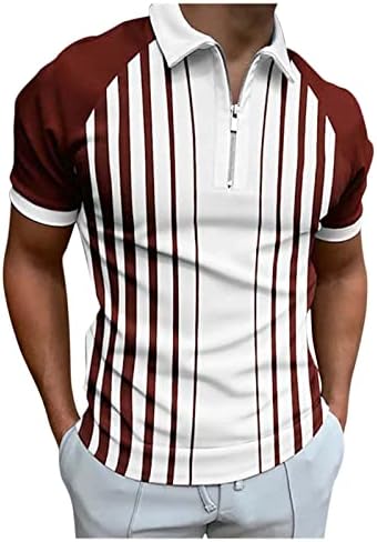 חולצות פולו עם שרוול קצר של שני גברים של גברים 1/4 פסים אנכיים ספורט גולף ספורט טניס טי טא, חולצת פולו בחינם