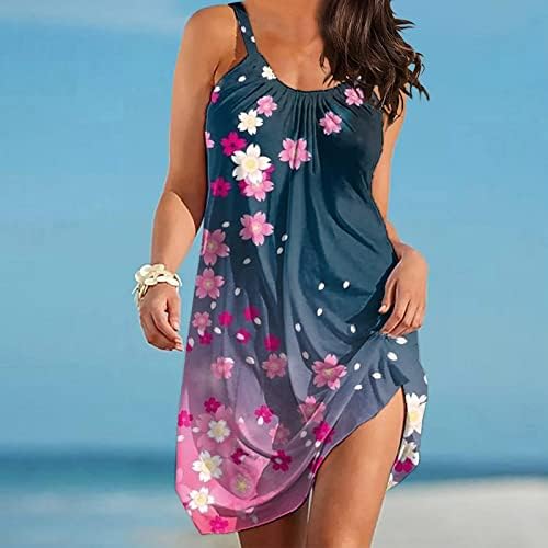 שמלות עבור בני נוער בנות 14-16 נשים קיץ מקרית נדנדה חולצה שמלות חוף לחפות צבעוני טנק שמלה