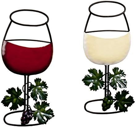 מיילס קימבול עיצוב קיר יין - וינטג 'אדום ולבן כוסות יין קישוט מתכת למטבח ביתי, סלון, פינת אוכל,