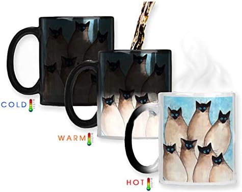 מקרי שמש ספל קפה קרמיקה - שבעה חתלתולים סיאמיים מטופשים אמנות חתולים מאת דניס כל