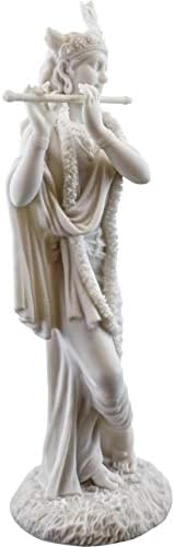 אוסף עליון פסל קרישנה- אל-הינדי של אהבה ופסל שמחה אלוהי בגימור שיש לבן פרימיום- צלמית אספנית בגודל 10 אינץ '