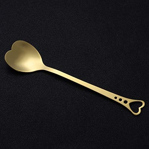 כף קינוח קאבילוק כף נירוסטה כף ציפוי זהב ציפוי לב בצורת כף קינוח ייחודית מכסה מקסים כף שולחן שולחן