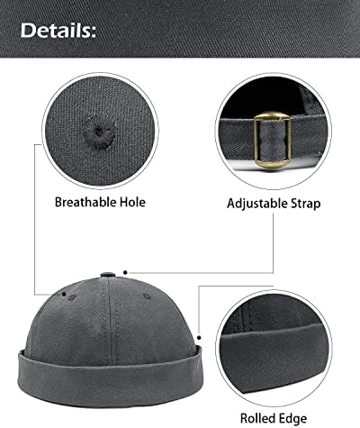גדול התגלגל שרוול גולגולת כובע, מתכוונן סיילור דוקר כובע, קצר לא מגן נמל כובע