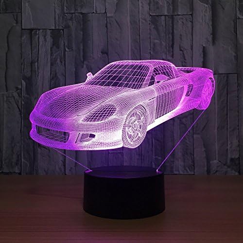 מכונית תלת מימדית לילה אור USB מתג מגע מגע שולחן שולחן שולחן שולחן מנורות אשליה אופטית 7 אורות מחליפים צבע
