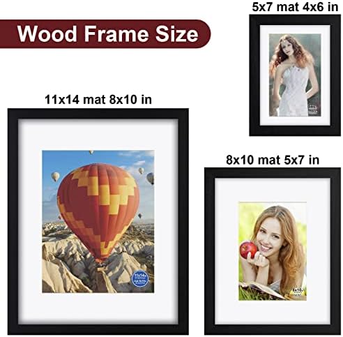 RR עגול עגול עגול עץ מוצק 7 PCS מסגרת תמונה סט מכסה בהגדרה גבוהה למסגרות צילום הרכבה לקיר כולל 11x14 8x10 5x7