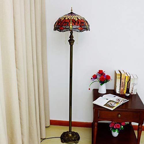 LRJSKWZC מנורת רצפה בסגנון טיפאני 16- סגנון אירופאי שפירית בדרגה גבוהה מנורת רצפת זכוכית אדומה