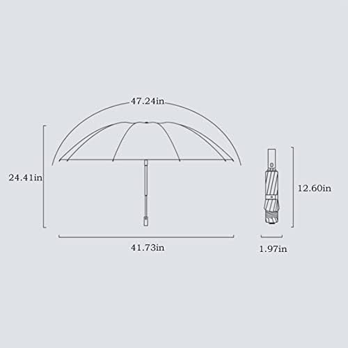 AMIKADOM נייד אטום לרוח קומפקטי מטרייה מטריית LED פנס ידית מטרייה אוטומטית עם קלטת בטיחות רפלקטיבית