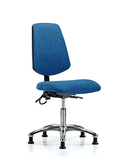לבטק ישיבה סגן 40994 כיסא גובה שולחן בד בד בסיס כרום גב בינוני, מחליק אסד, כחול