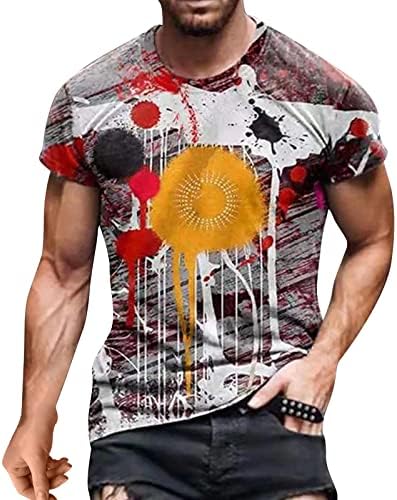 חולצות טש חולצות של Beuu לגברים 3D מודפסים שרוול קצר צוואר צוואר עגול חולצות טריקו מזדמן של גברים בקיץ