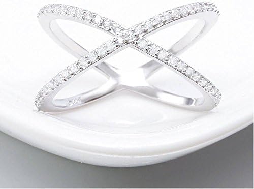 חנות אופנה תכשיטי כסף כריס צלב מיקרו פייב הגדרת צורת טבעת גודל 6-9