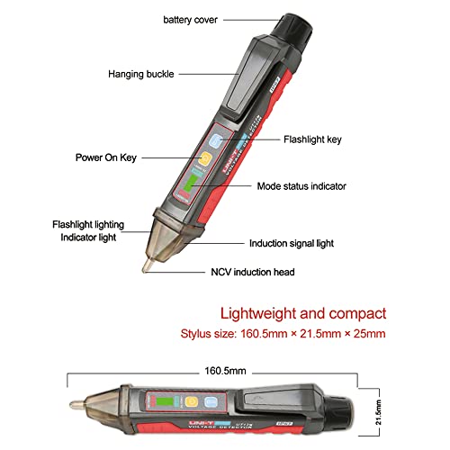 גלאי מתח UT12E וולט עט עט AC בעיפרון נמוך 24V-1000V, 90V גבוה ~ 1000V, תדר: 50 הרץ/60 הרץ, מבחן ירידה: