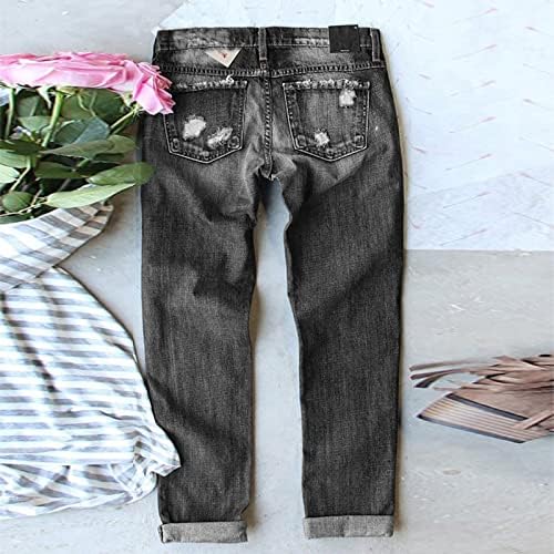 עף קוף חולצות נשים ג 'ינס עצמאות יום הדפסת קרע מכנסיים ז' אן מכנסיים לנשים נמתח