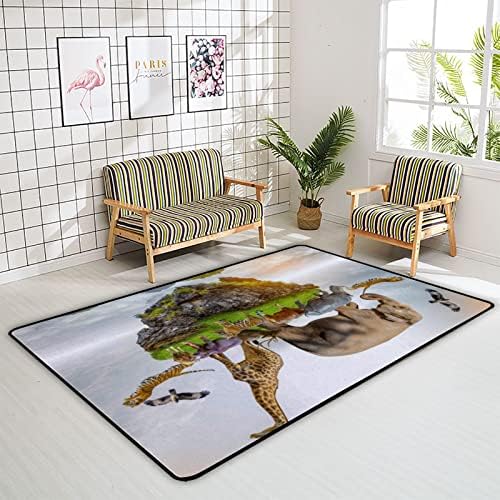 זוחל שטיח מקורה משחק מחצלת חיות בר לסלון חדר שינה חינוכי חינוך חינוכי שטיח שטיח 80x58 אינץ '