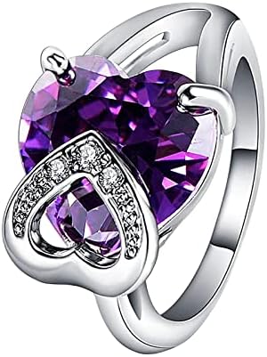 שרשרת אצבעות אמצעית בצורת יהלום בצורת לב, זירקון זירקון מיקרו טבעת מיקרו טבעת תכשיט יום הולדת הצעה מתנה טבעת