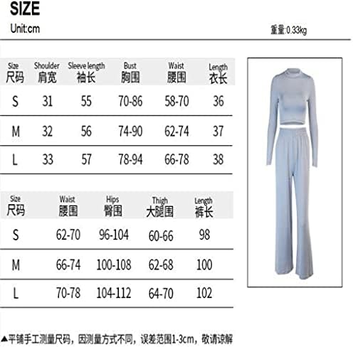 מכנסי רגל רחבים Mfchy חליפים סט מזדמנים עם 2 חלקים עם שרוול ארוך המותניים המותניים.