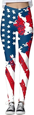 דגל אמריקאי פטריוטי פטריוטי לבקרת בטן נשים כוכבים פטריוטיים פסים פסים חותלות מתיחות טייץ אלסטית הרמת קת