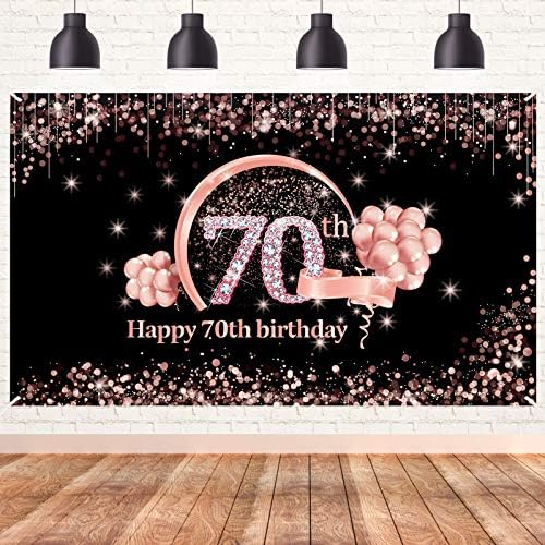 70 יום הולדת באנר קישוטי רקע לנשים, גדול במיוחד 70 שנה ישן מסיבת יום הולדת דקור אספקת, עלה זהב
