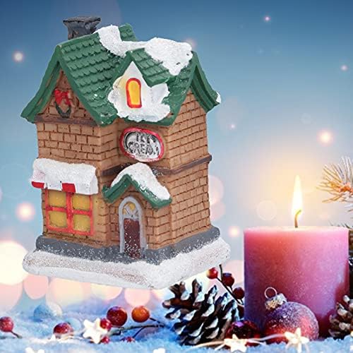 סצנת חג המולד כפר בתים קישוטים, כפר שרף בתים עירוניים עם סוללת אור LED, קישוטי שולחן עבודה של חג המולד פסלונים