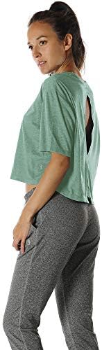 ICYZONE אימון גב פתוח חולצות עליונות - חולצות טריקו יוגה גופניות פעילות גופנית יבול לנשים