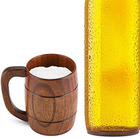 ספל בירה מעץ בלוף, כוס בירה מעץ רטרו רטרו קיבולת תה גדול מי תה קלאסי ספל שתייה עץ עם ידית