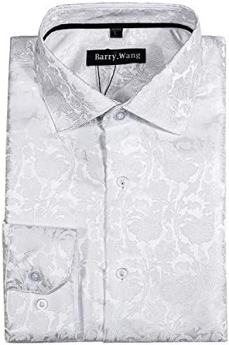 חולצות אופנה חולצות משי פייזלי פרח שרוול ארוך חולצת שמלה למסיבה עסקית ארוג משי מעצב מזדמן
