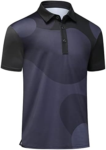 חולצות גולף של Auleegar Mens חולצות שרוול קצר הדפסה לחות לחות חולצות פולו גולף לגברים