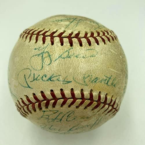 1961 ניו יורק ינקיס W.S. קבוצת אלופות חתמה על בייסבול מיקי מנטל מאריס PSA - כדורי חתימה