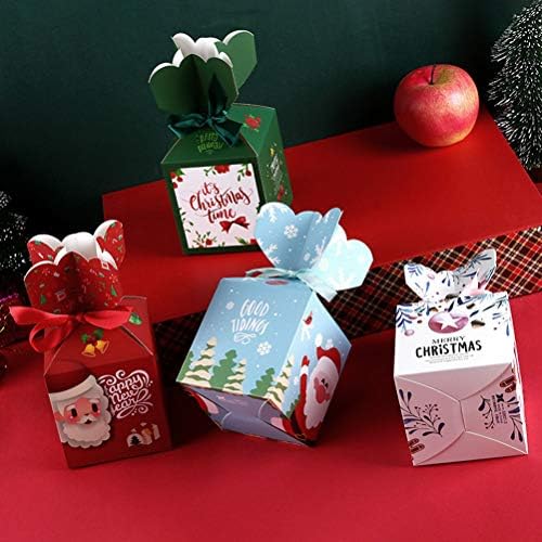 20 יחידות יצירתי חג המולד נושאים מתנת תיק מתנת תיק אפל אחסון תיק דפוס סוכריות תיבת למסיבה-אנגלית