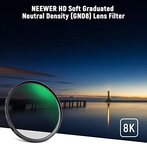 Neewer 82 ממ HD פילטר עדשות GND8 רך, 3 מסנן צפיפות ניטרלית רכה ברכה עם 30 שכבות מצופה ננו/דוחה מים/עמיד