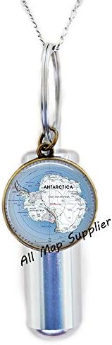 שרשרת כד UlmapSupplier Almapsupplier, כיבוי מפה אנטארקטי, תכשיטי מפת אנטארקטיקה, מפת הקוטב הדרומי,